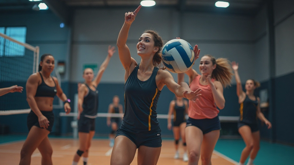 لاعبو كرة طائرة يقومون بتمارين لياقة بدنية مكثفة في صالة التدريب
